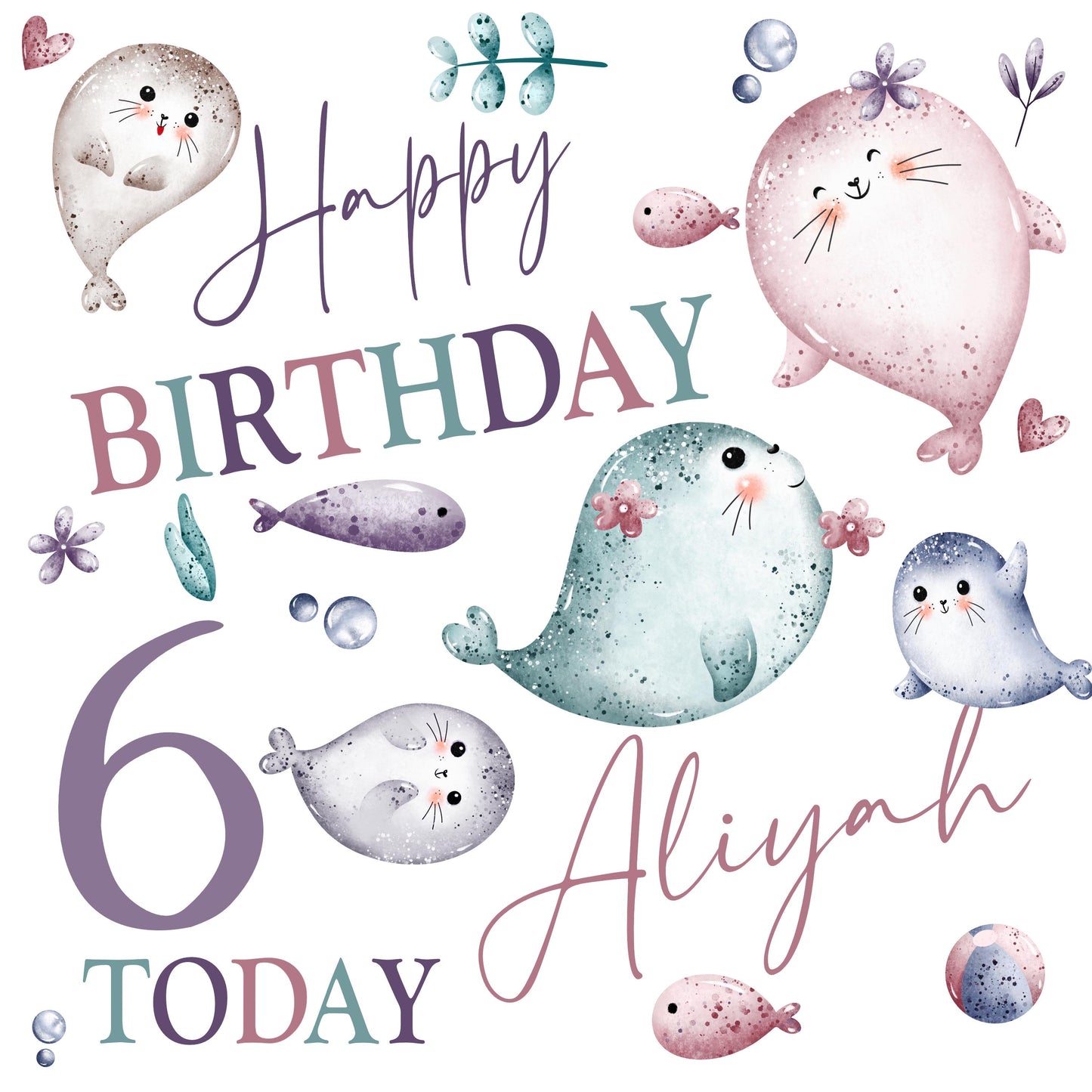 Personalised Gift Wrap | Personalised Birthday Wrapping Paper | Personalised Gift Wrap | Fun Gift Wrap | Girls Seals Animals