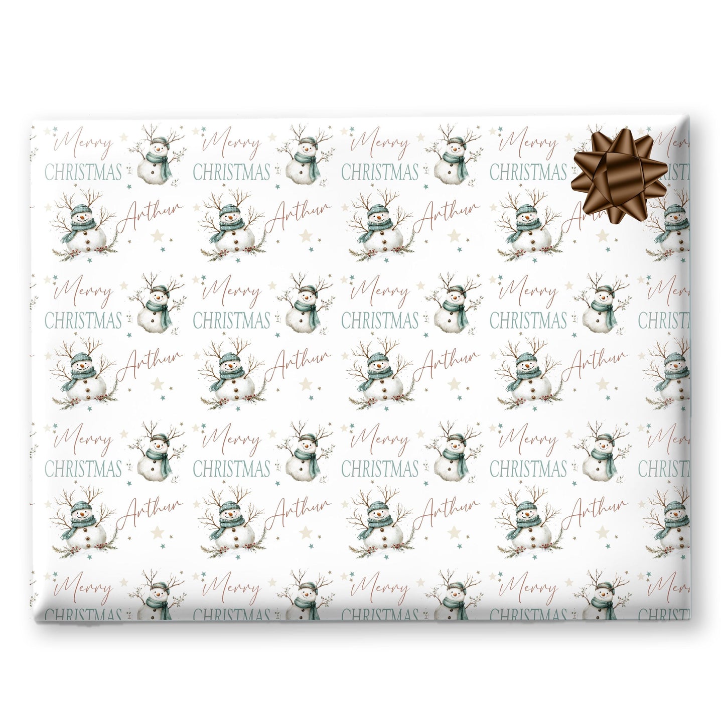 Christmas Snowman Gift Wrapping Paper, Personalised Girls or Boys Paper, Gift Wrap for Her For Him Novelty gift wrap