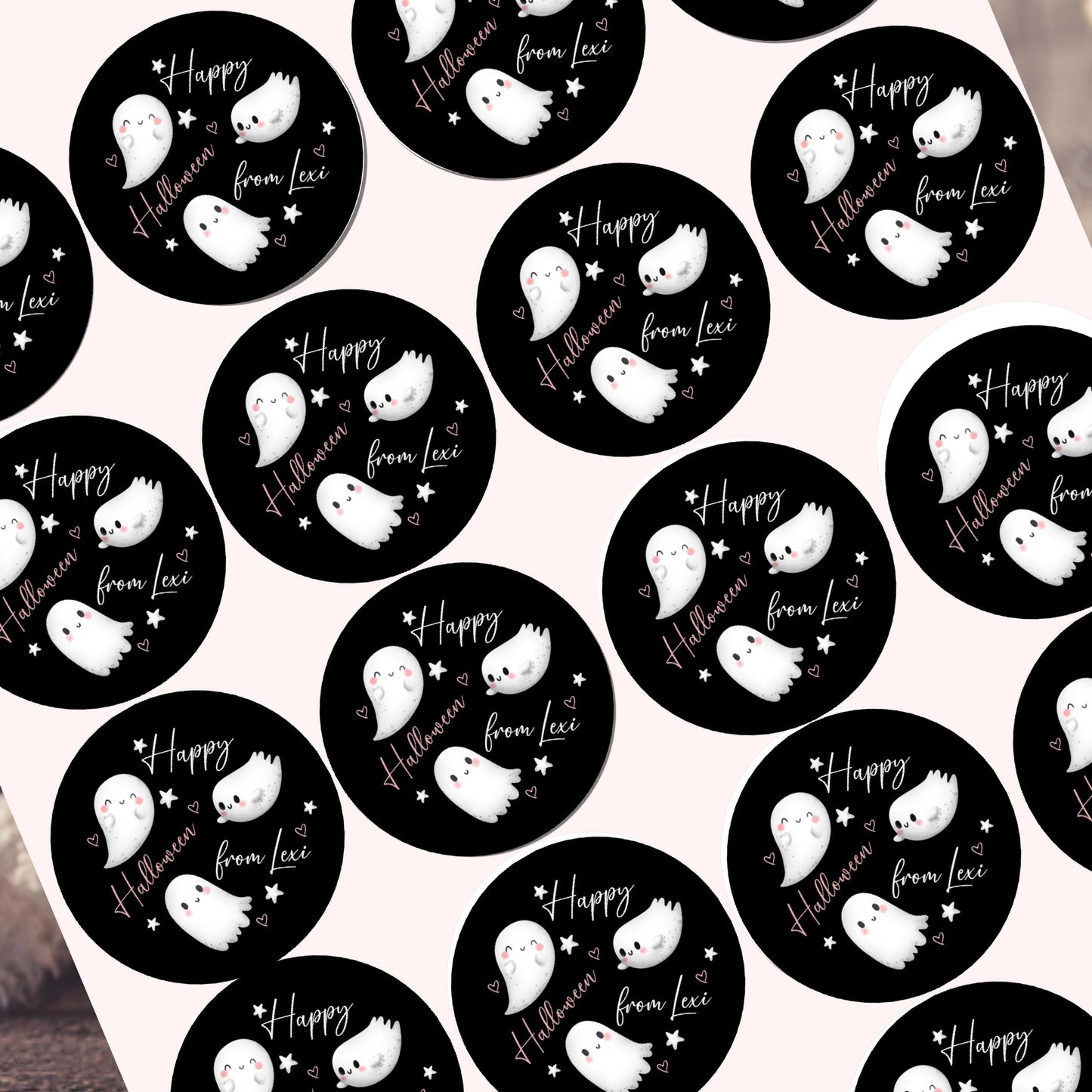 Personalised Halloween Stickers Labels for Sweet Cones Trick or Treat Pumpkin