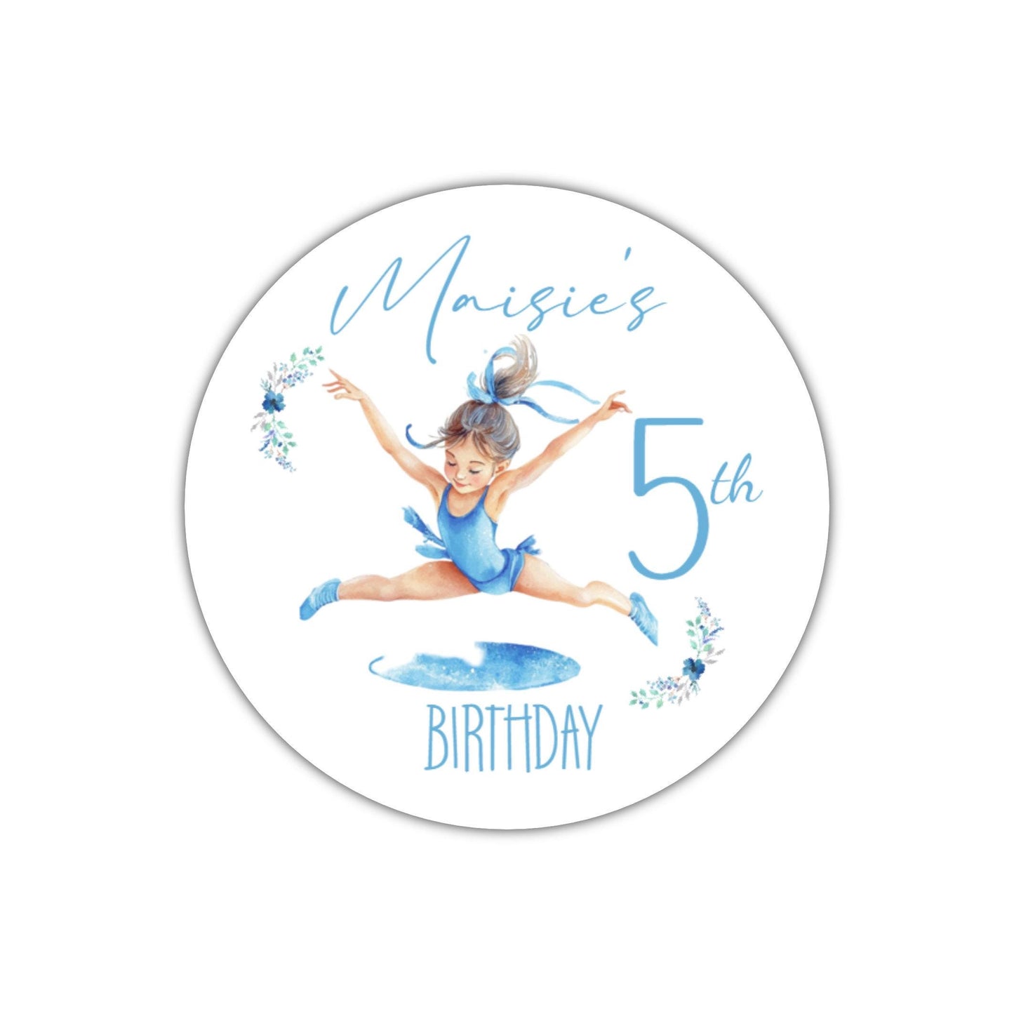Personalised Birthday Party Stickers Gymnastic girl Dancer Party Favours Party Bags girls party