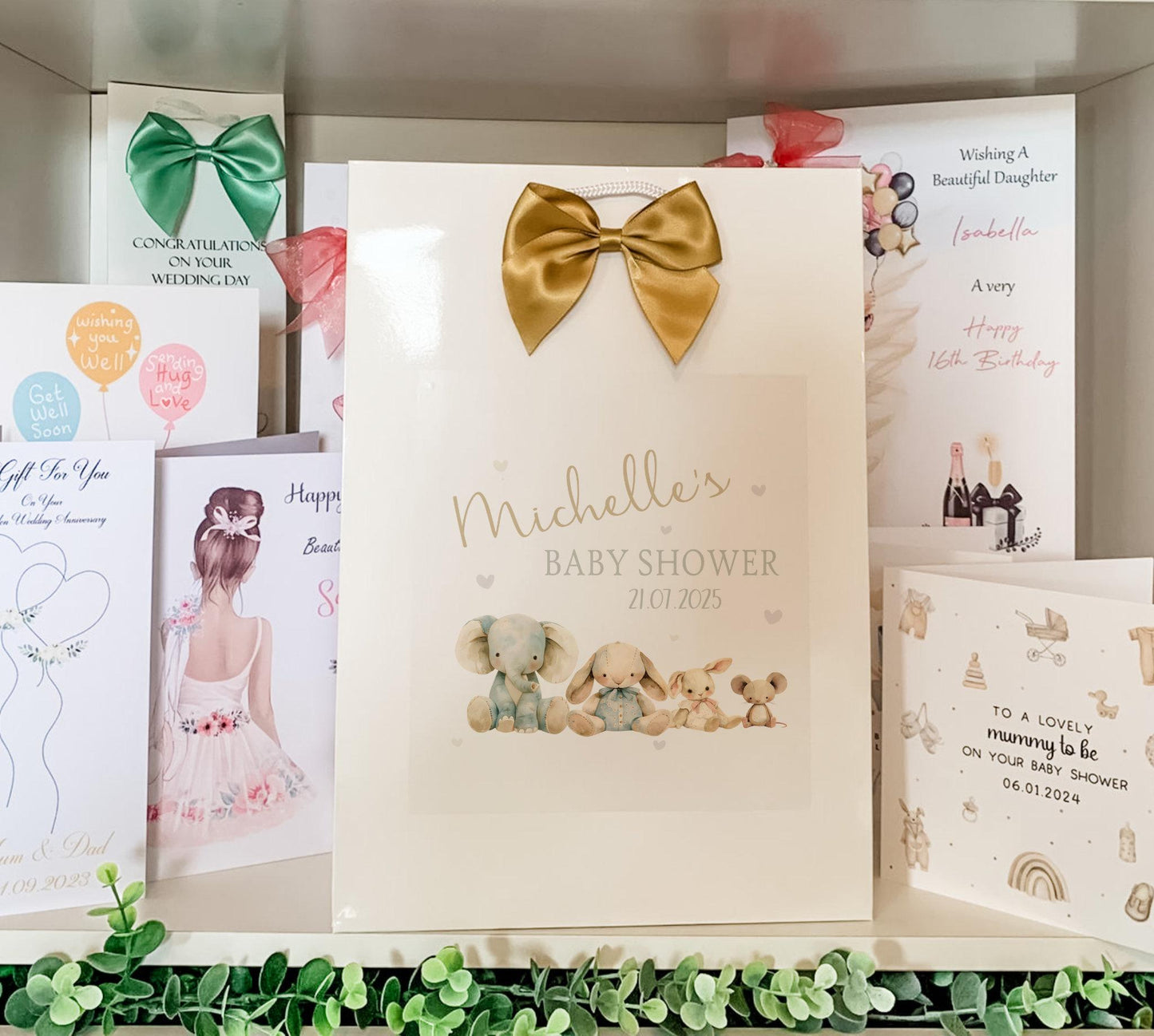 Personalised Baby Shower Gift Bag, Luxury Gift Bag with Rope Handles, Mum-to-be