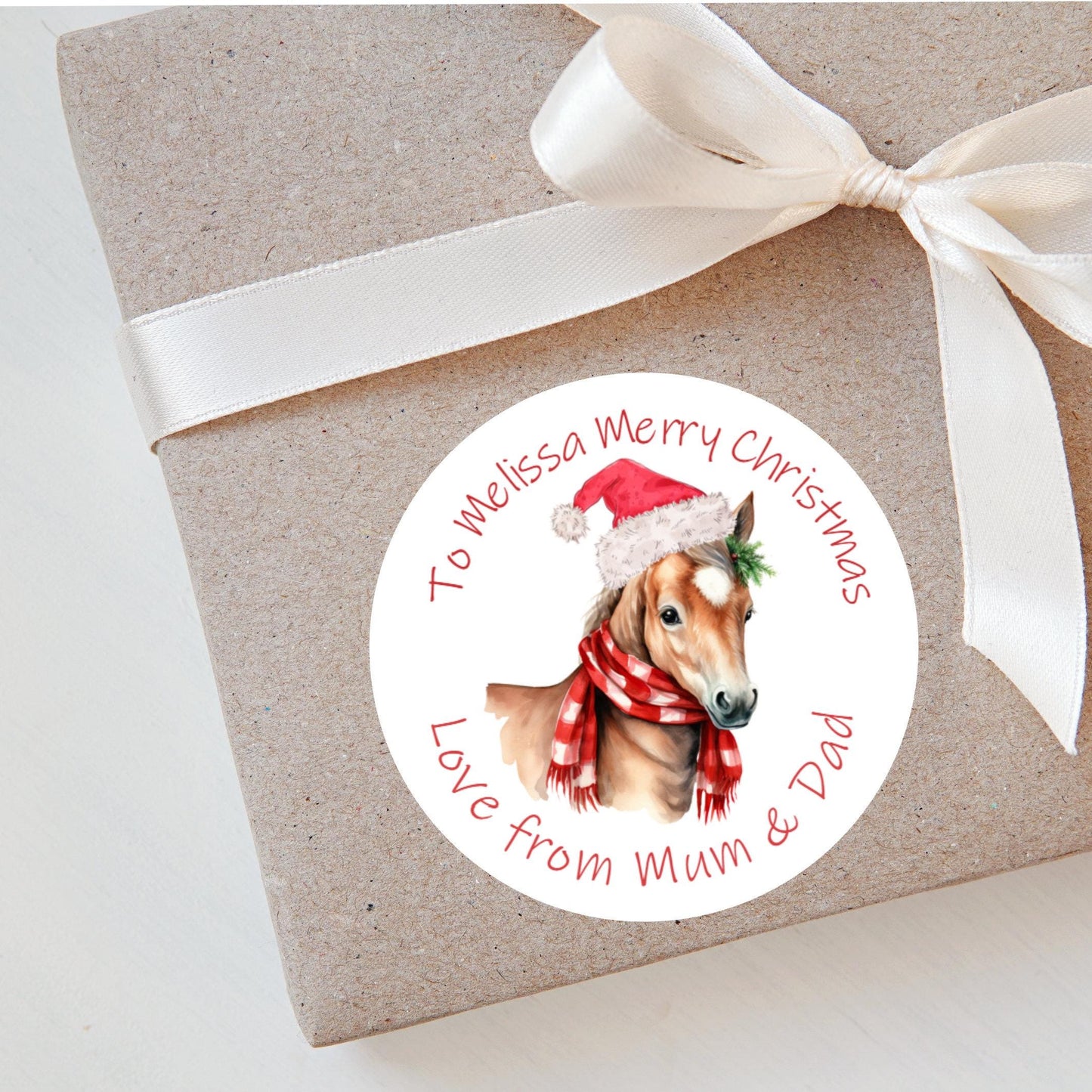 Personalised Christmas Stickers Labels For Wrapping Gifts, Name Tag, Horse Lover