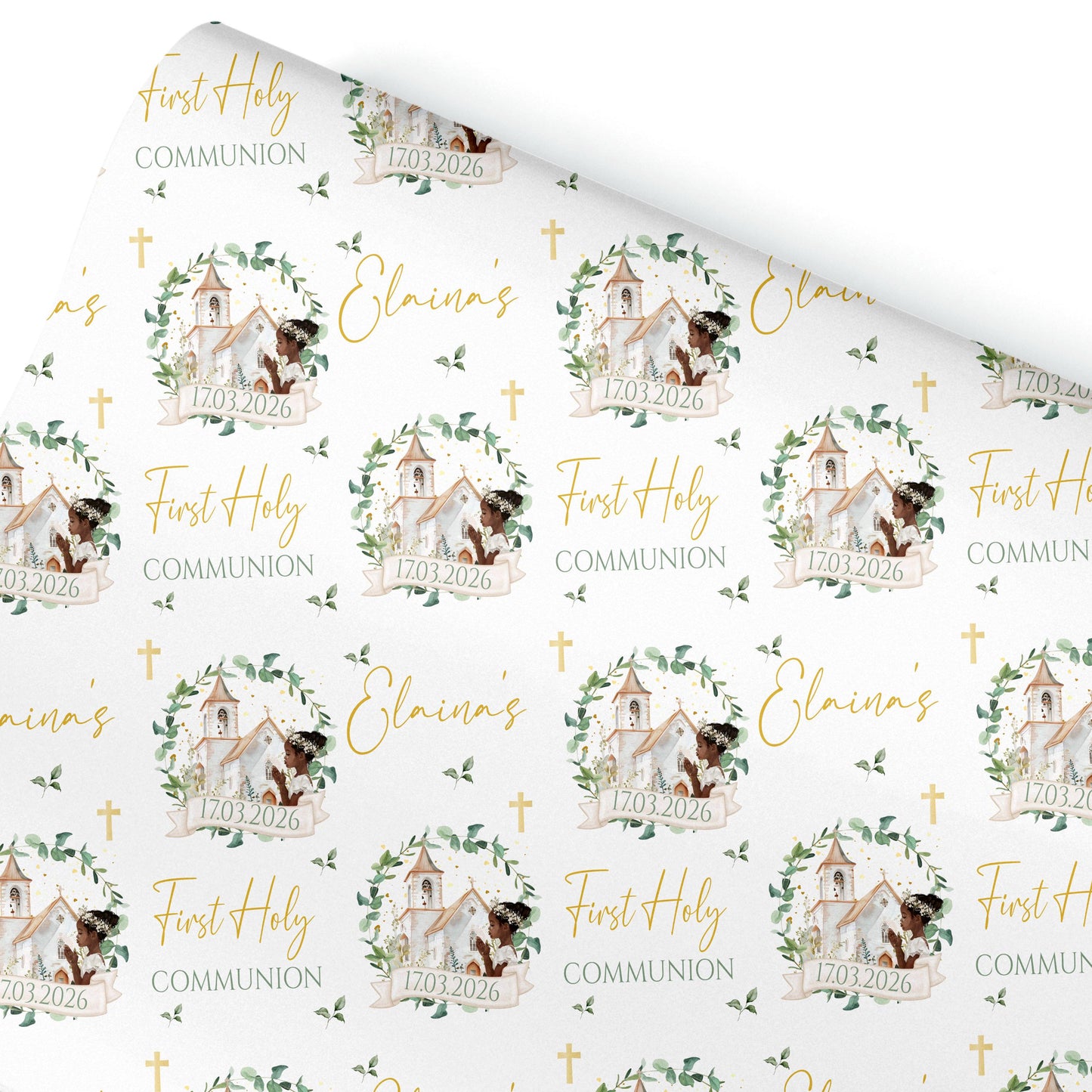 First Holy Communion Wrapping Paper – Personalised with Name & Date