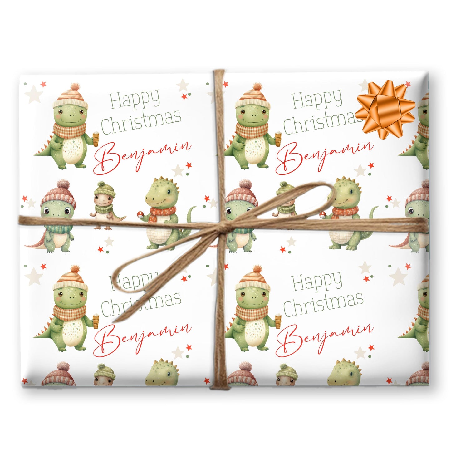 Childrens Gift Wrap Wrapping Paper, Cute Dinosaurs, Personalised Boys and Girls Paper, Gift Wrap for Him Her