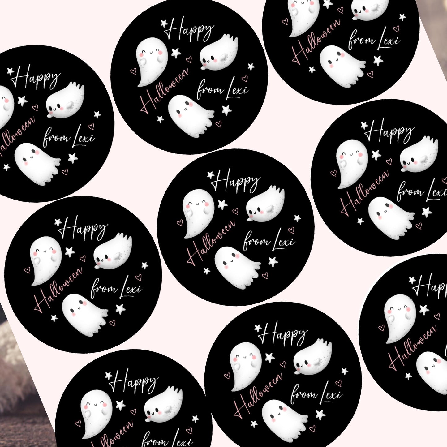 Personalised Halloween Stickers Labels for Sweet Cones Trick or Treat Pumpkin