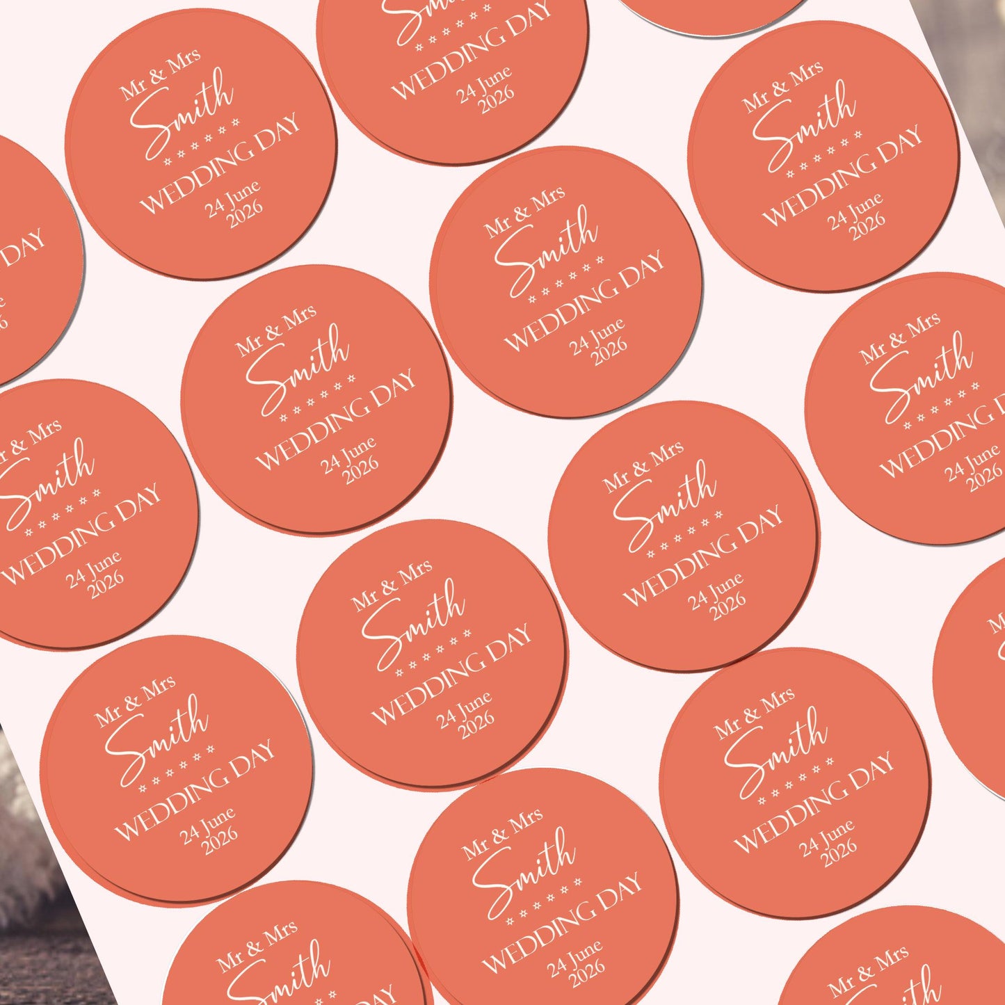 Wedding Stickers, Thank you Stickers Mr & Mrs Party Favours, Cake Seals Watercolour Design
