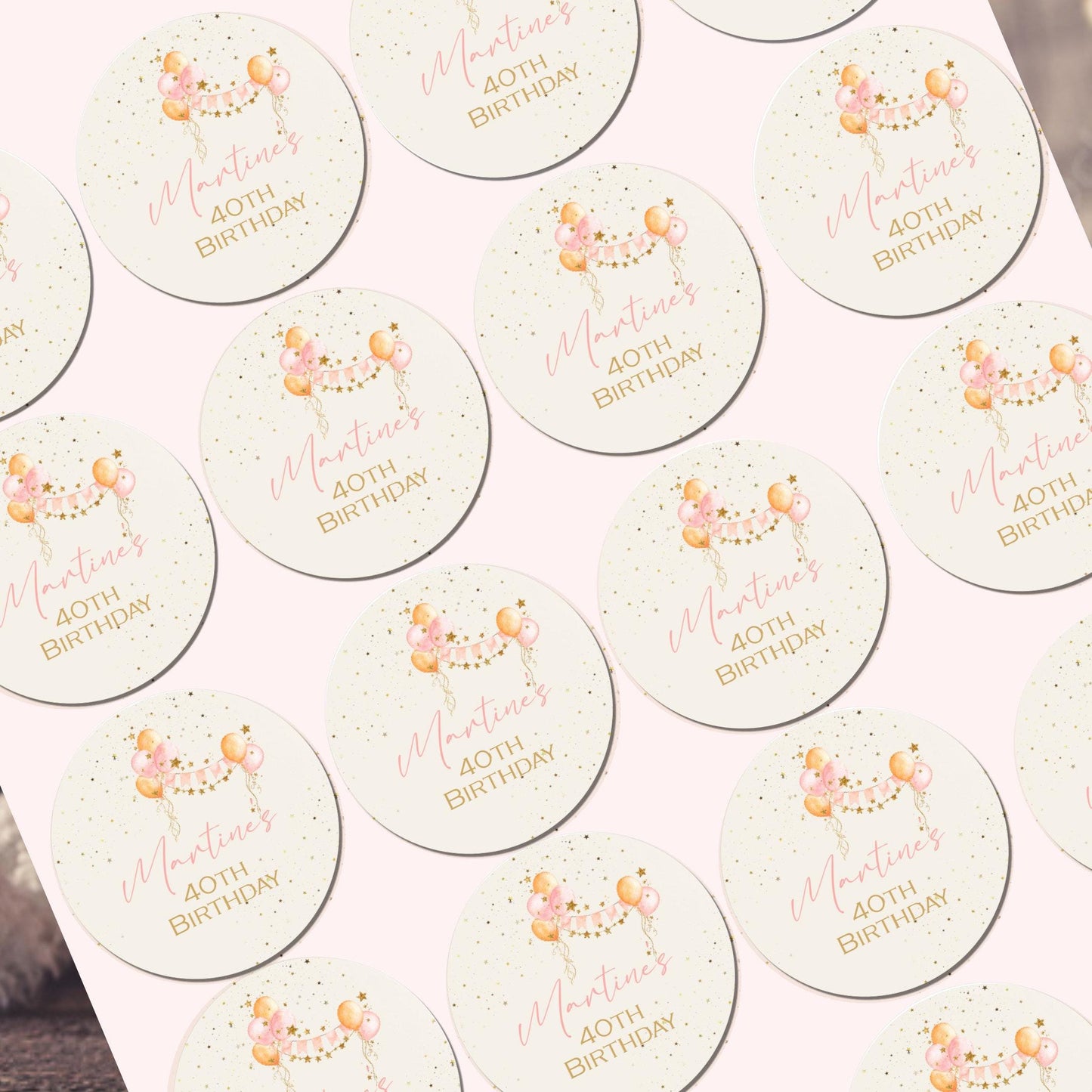 Personalised Birthday Stickers for Favours Party Bags Balloon Party Bags 16th 18th 21st Any Age