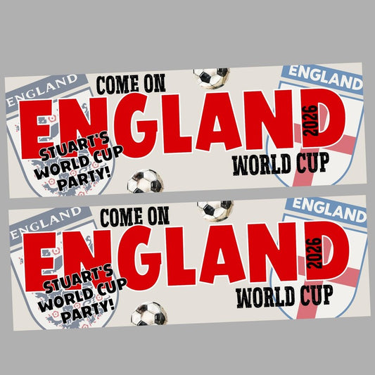 England World Cup Banner, World Cup Party Banner Personalised