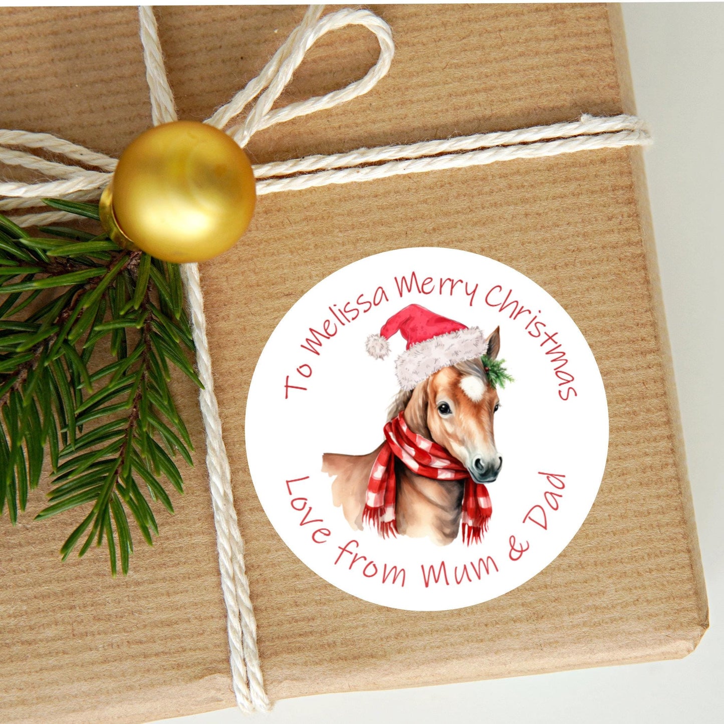 Personalised Christmas Stickers Labels For Wrapping Gifts, Name Tag, Horse Lover