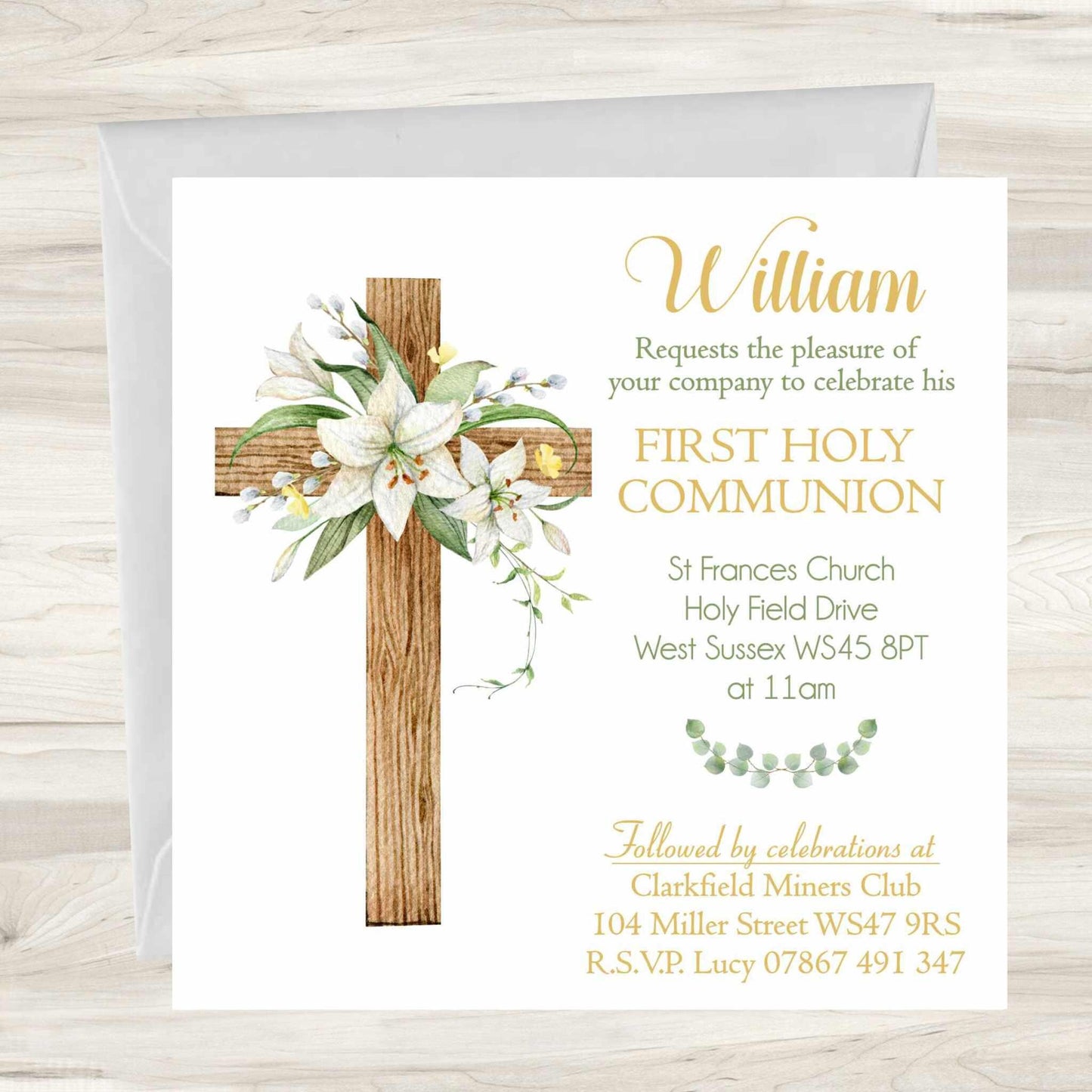 10 Printed Personalised First Holy Communion Invitations, Baptism or Confirmation Party