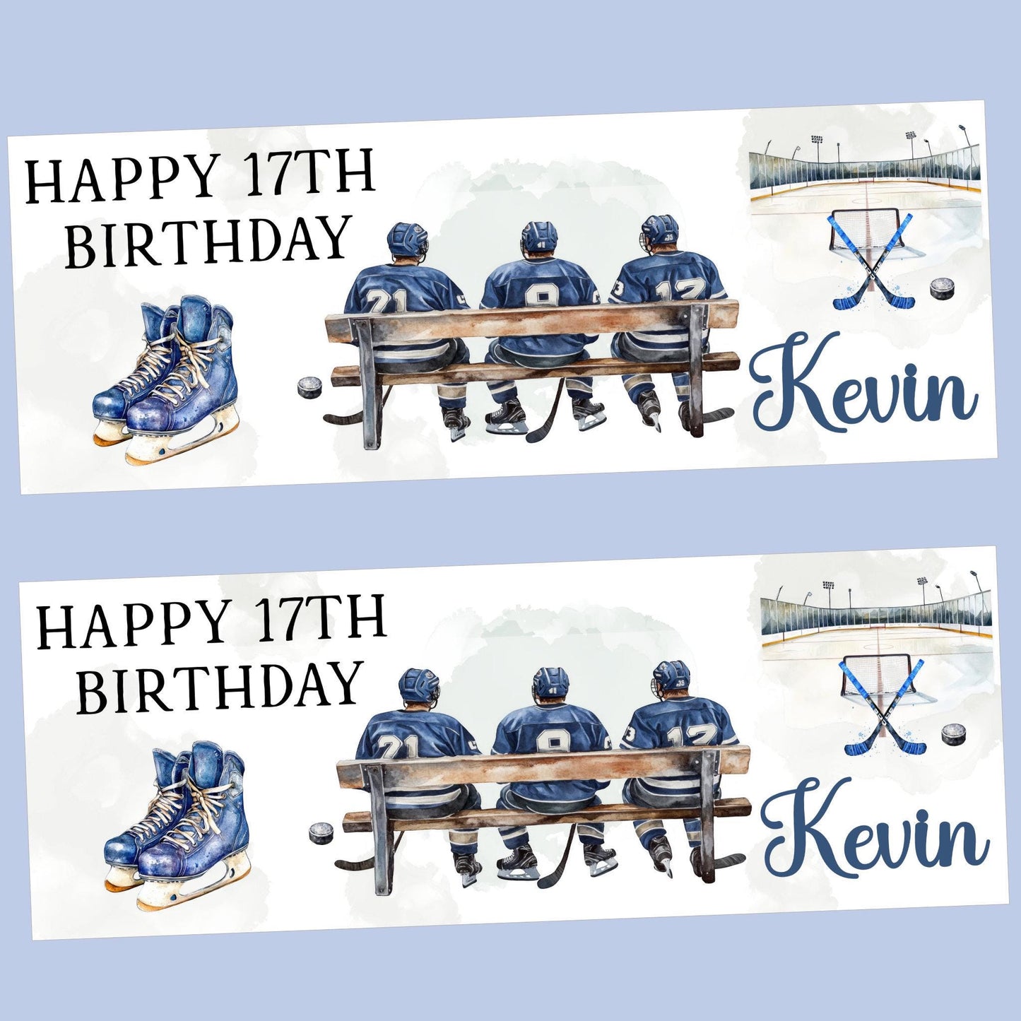 Personalised Happy Birthday Party Banner, Party Decor, Add Name Age, Ice Hockey