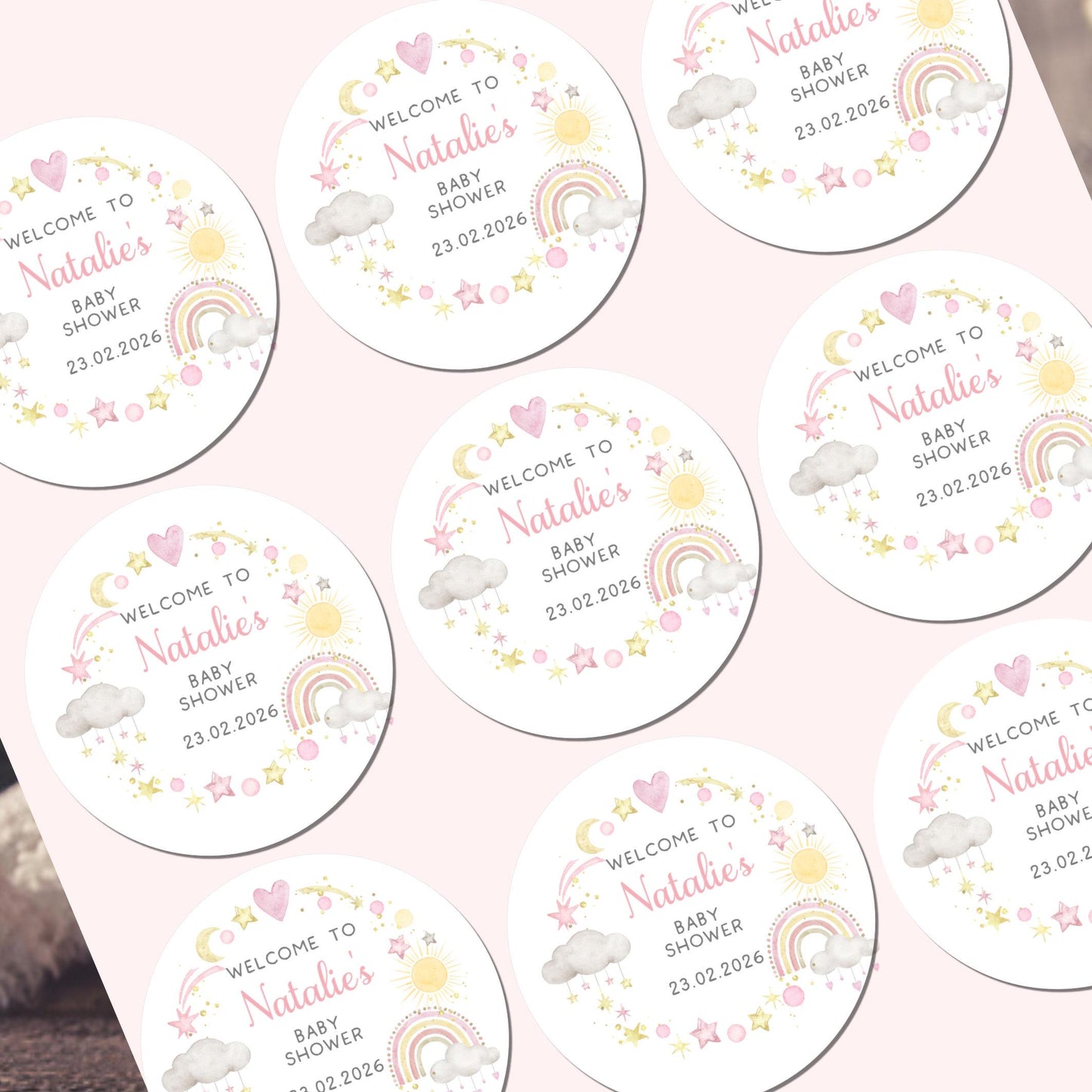 Personalised Baby Shower Stickers for Favours Party Bags Mum to be stickers Baby Girl Stickers