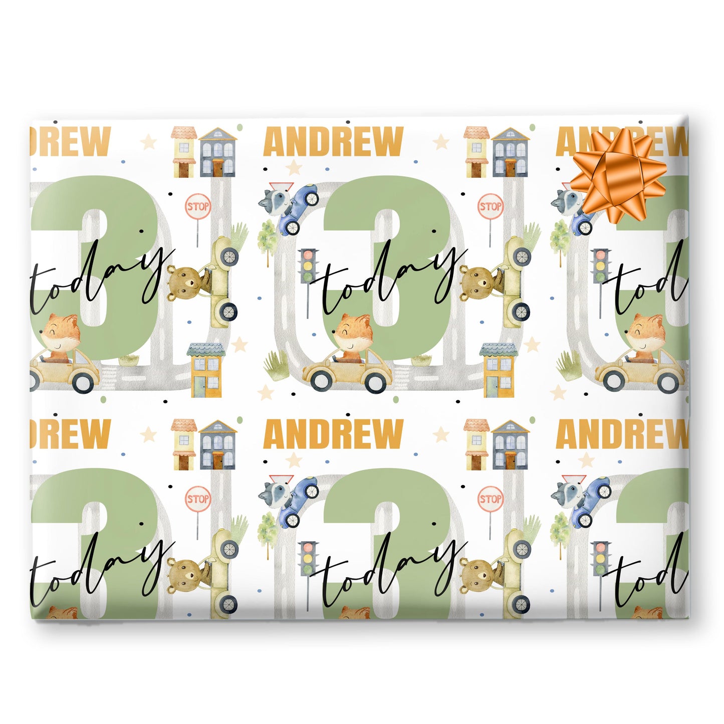 Personalised Birthday Wrapping Paper & Cards, Kids Transport Gift Wrap, Cars Trucks Theme