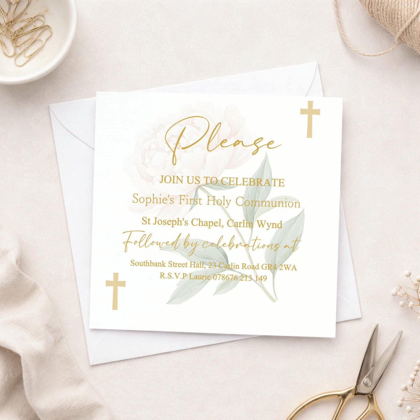 Printed Personalised First Holy Communion Invitations, Baptism or Confirmation Party