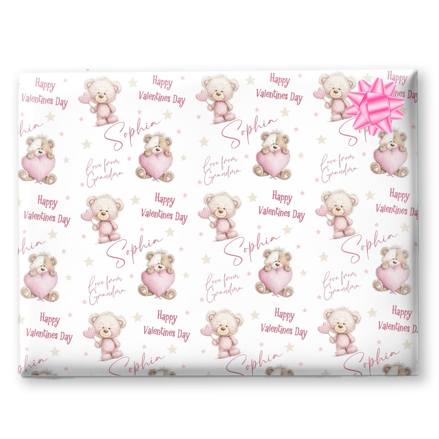 Personalised Teddy bear Wrapping Paper, Custom Gift Wrap for Kids & Baby Birthday Baby Shower and Kids Gift Wrap Christening wrapping paper