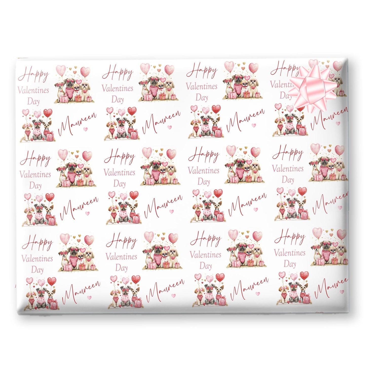 Personalised Valentines Wrapping Paper, Valentines Gifts, Valentines gift bag, gifts for her, Anniversary wrapping paper, Dog wrapping paper