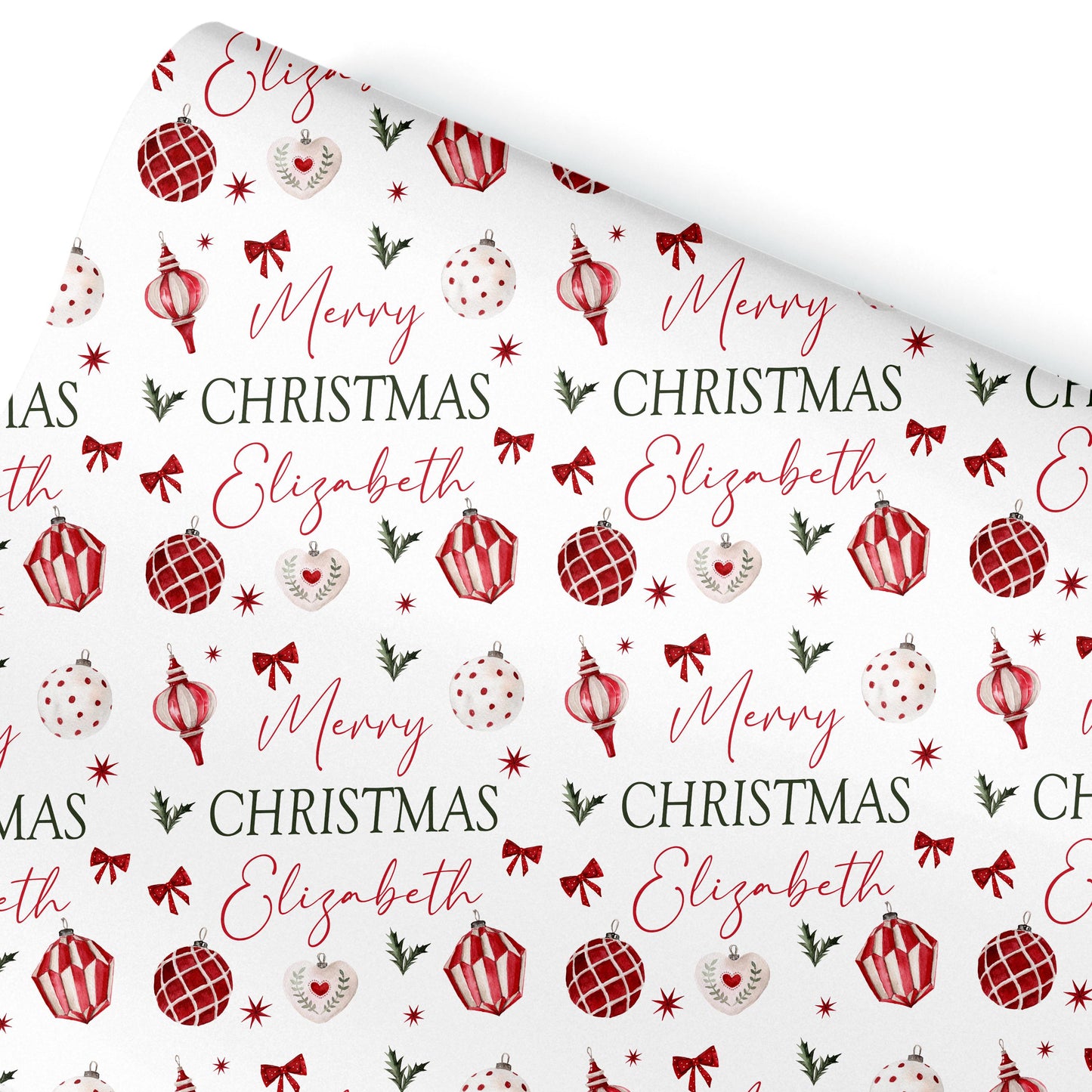 Personalised Wrapping Paper For Her, For Him, Christmas Elements Design, Personalised Christmas Gift Wrap, Auntie, Sister, Mum, Nan, Gran