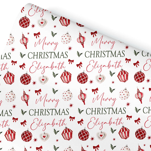Personalised Wrapping Paper For Her, For Him, Christmas Elements Design, Personalised Christmas Gift Wrap, Auntie, Sister, Mum, Nan, Gran