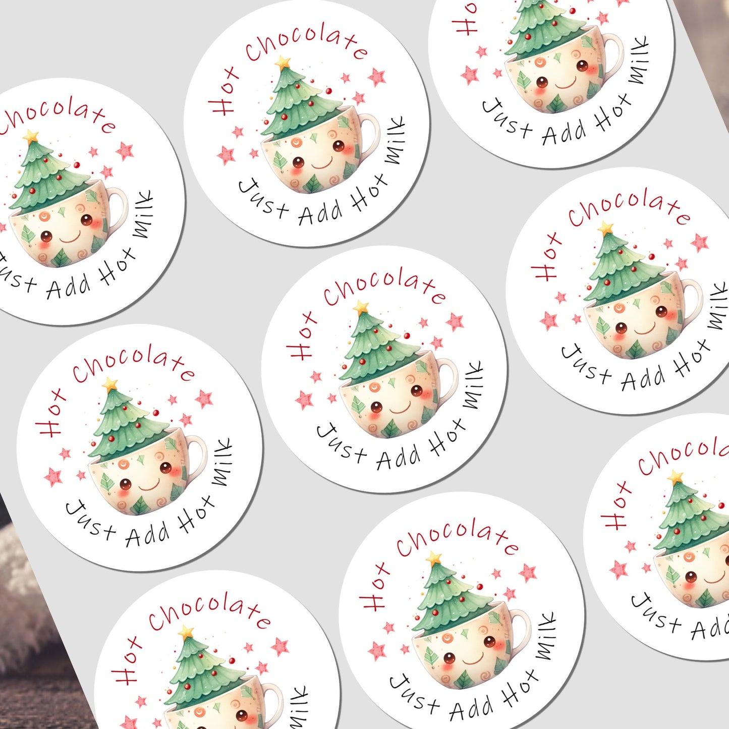 Personalised Christmas Stickers for Hot Chocolate Gift Wrap Label