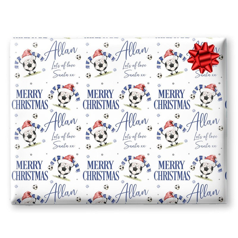 Football Christmas Wrapping Paper, Personalised Xmas Gift Wrap for Football Fans