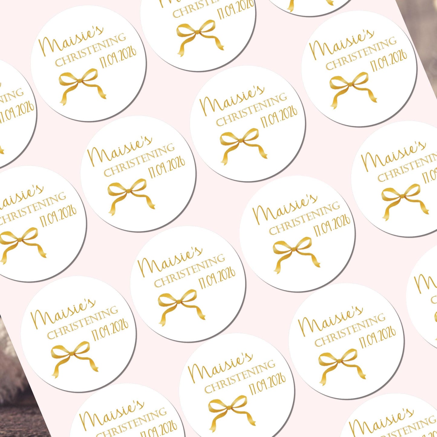 Personalised Christening Stickers, Party Bag Stickers, Sweet Cone Bags Party Favours Baptism