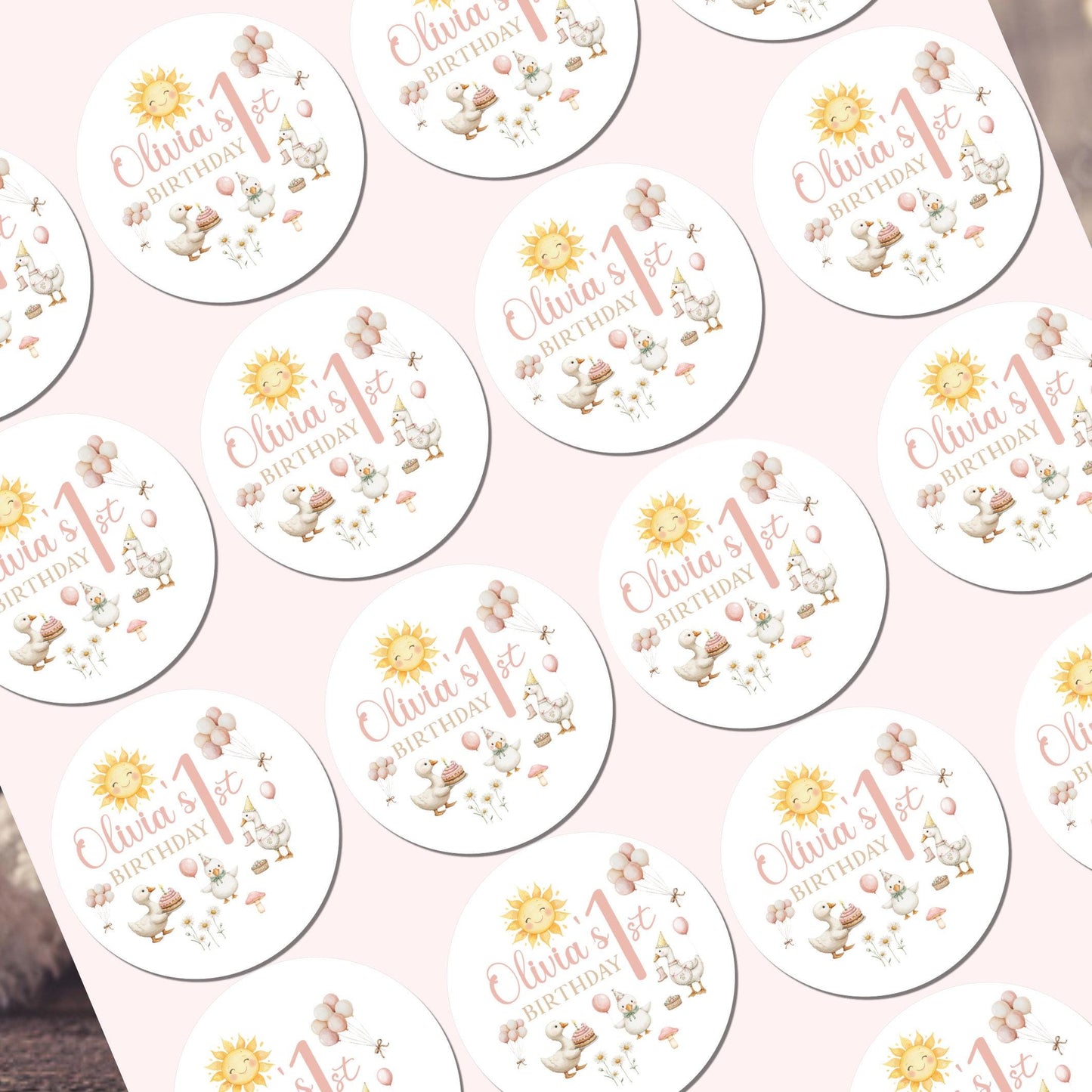 Personalised  Birthday Stickers for Children's Party Bags 1st Birthday 2nd 3rd Farm yard stickers kids stickers