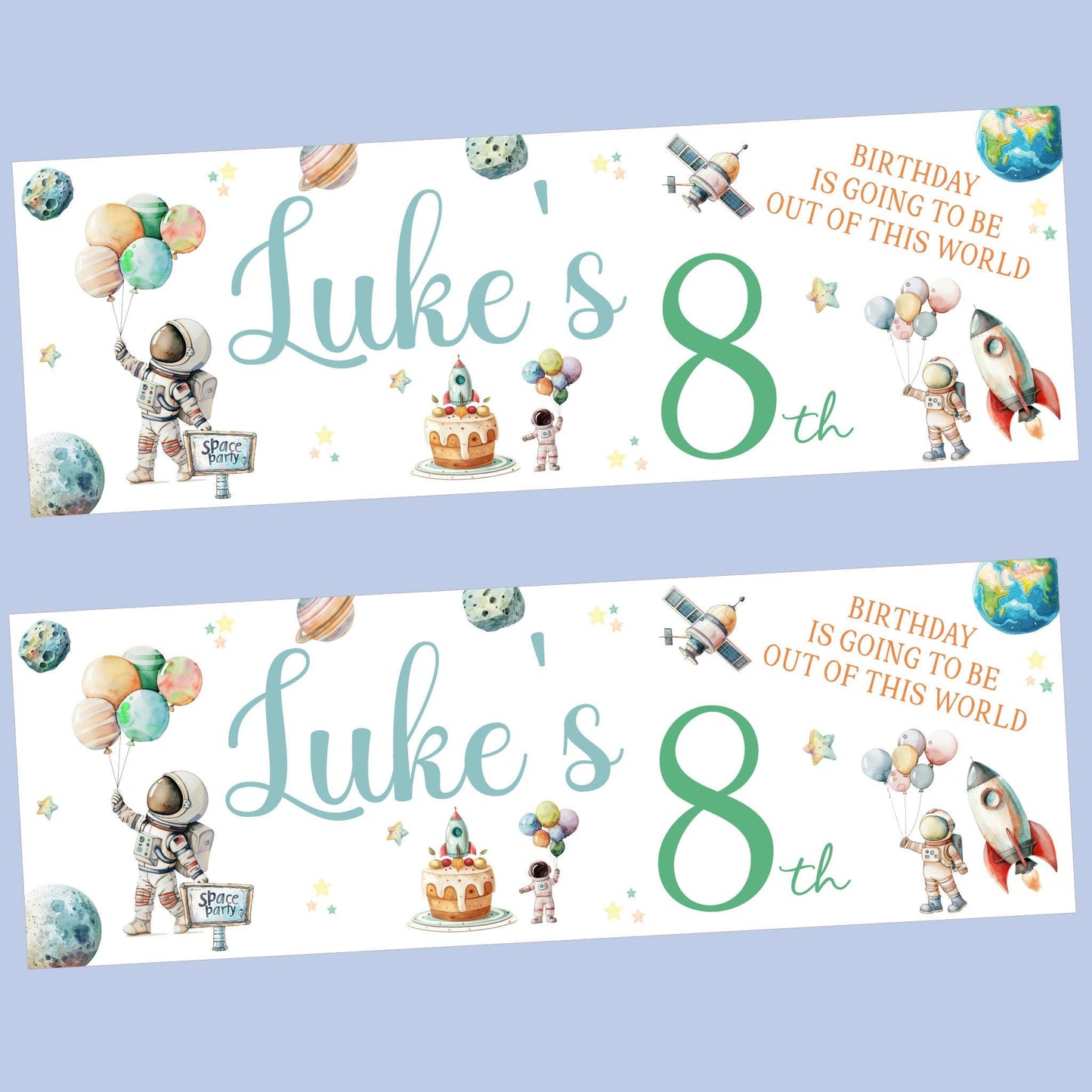 Personalised Happy Birthday Party Banner, Party Decor, Add Name Age, Space Theme