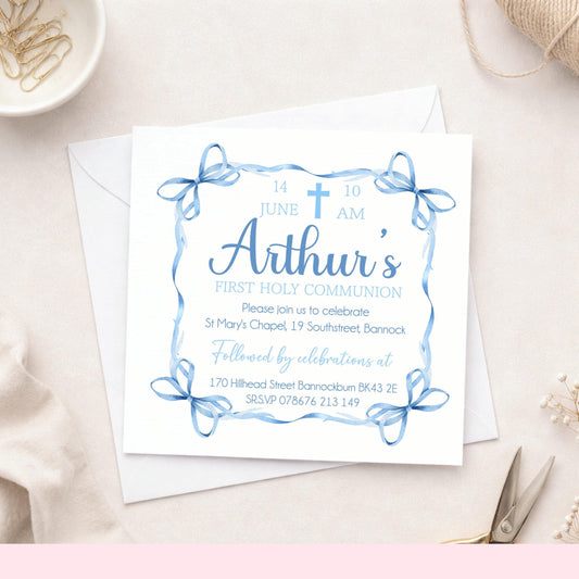 Printed Personalised First Holy Communion Invitations, Baptism or Confirmation Party