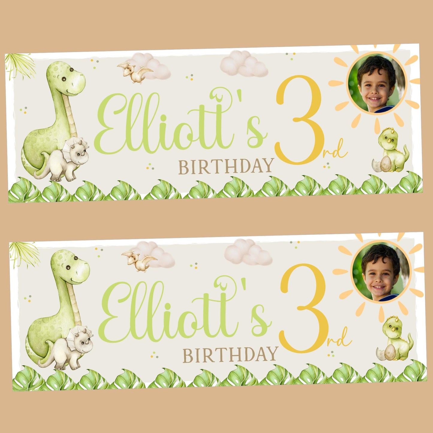 Personalised Happy Birthday Party Banner, Party Decor, Add Name Age, Dinosaurs
