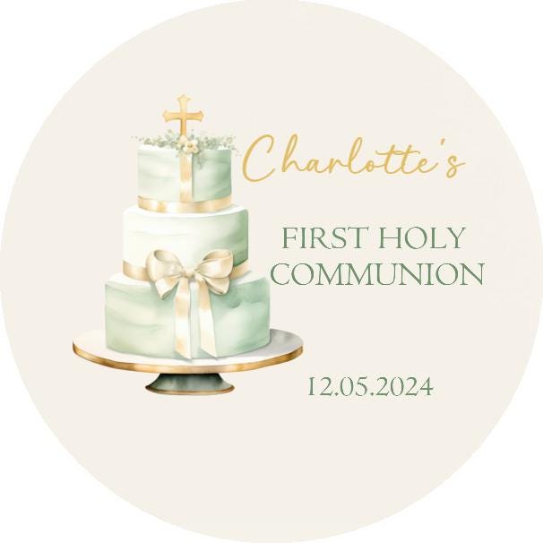 Personalised First Holy Communion Stickers, Party Bag Stickers, Sweet Cone Bags, Christening, Baptism Party Favours