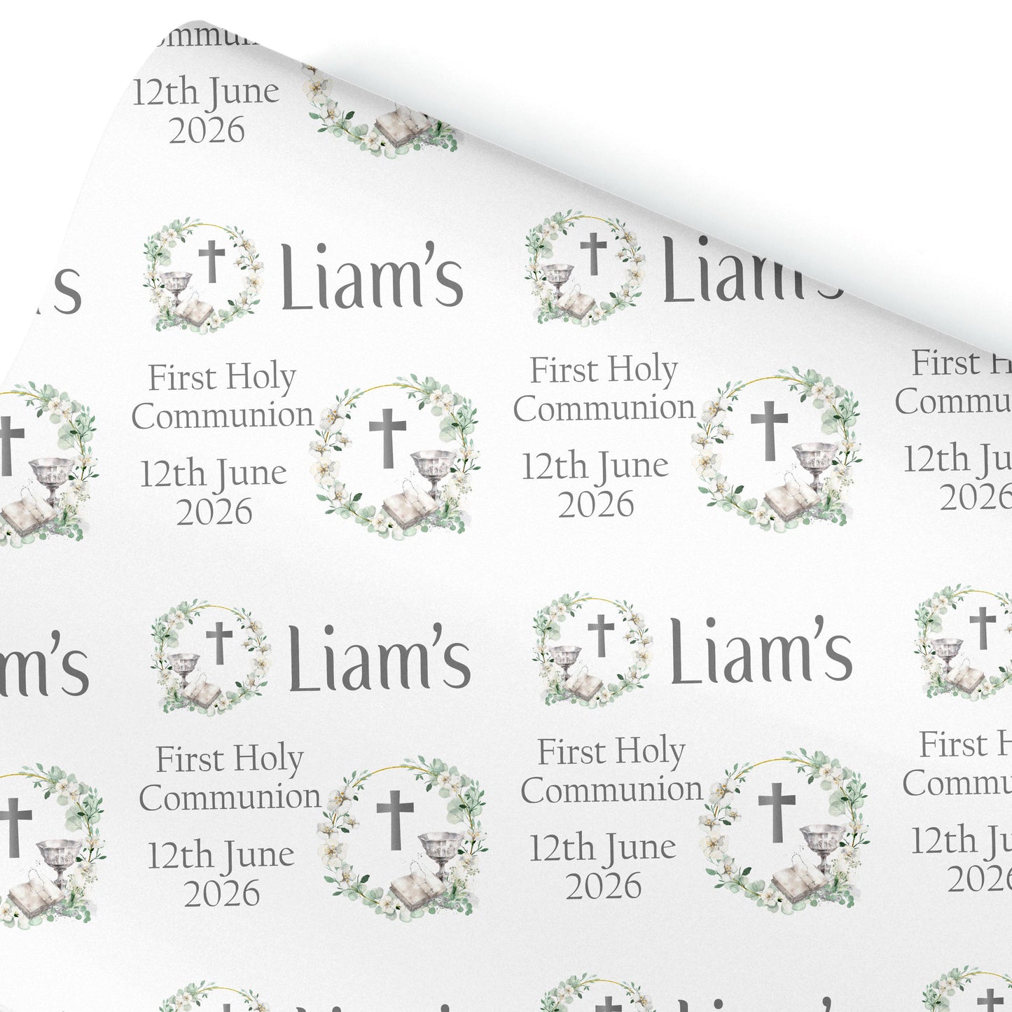 First Holy Communion Wrapping Paper – Personalised with Name & Date
