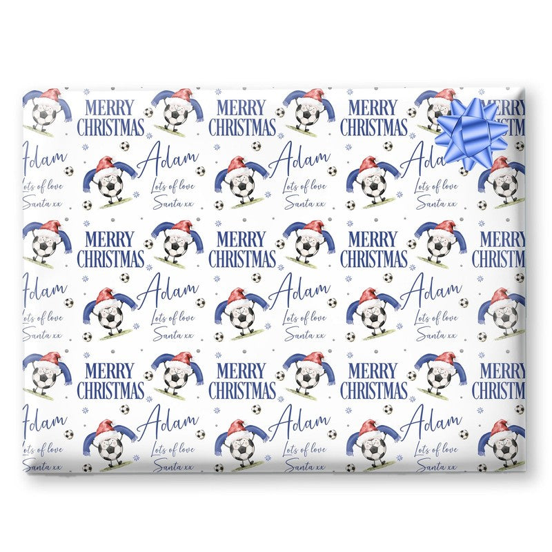 Football Christmas Wrapping Paper, Personalised Xmas Gift Wrap for Football Fans