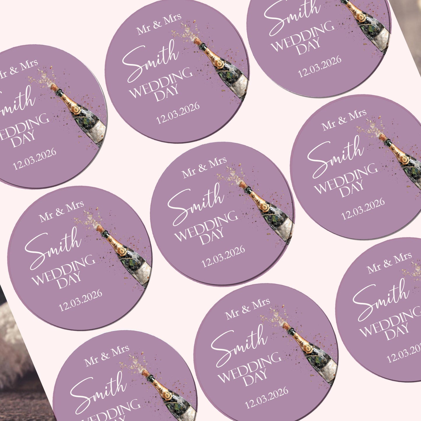 Personalised Wedding Thank You Stickers, Mr & Mrs Party Favours (Watercolour)