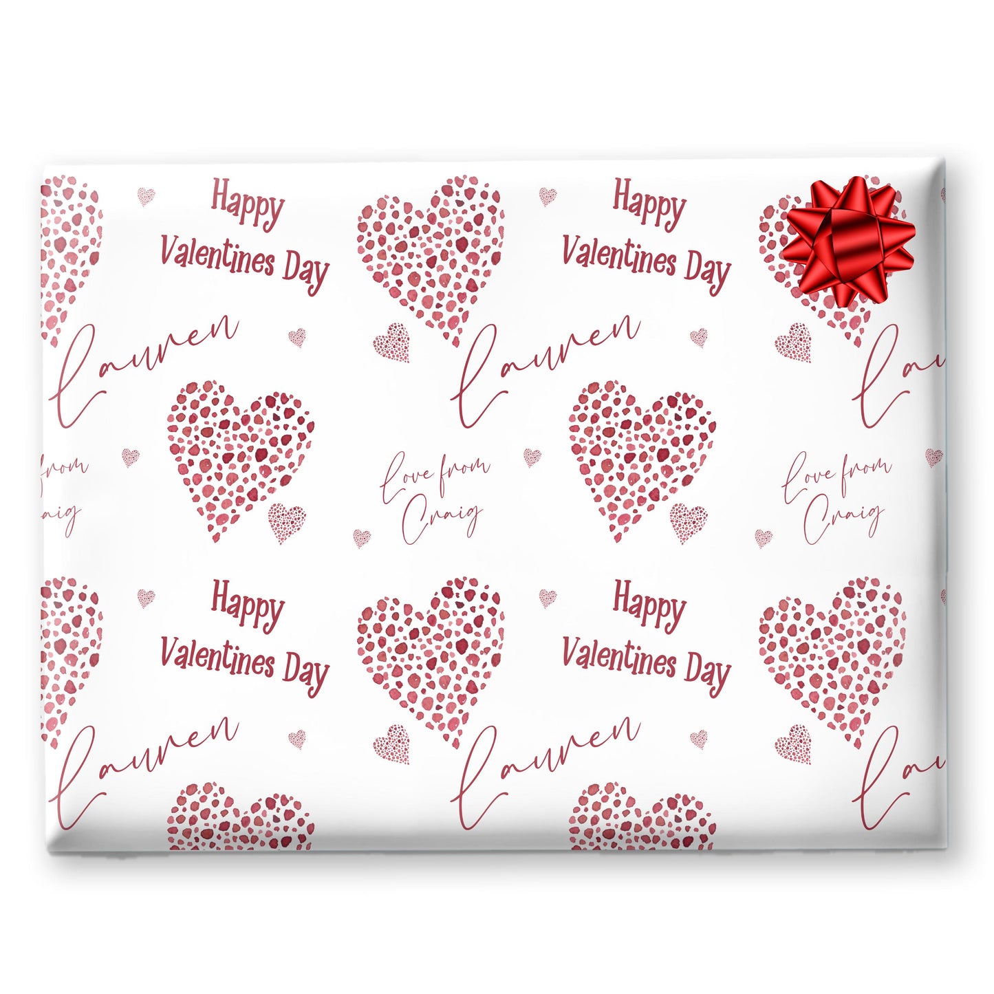 Personalised Valentines Wrapping Paper, Heart design, Valentines Gifts, Gift Wrap, Valentines gift bag, gifts for her, heart gift bag,