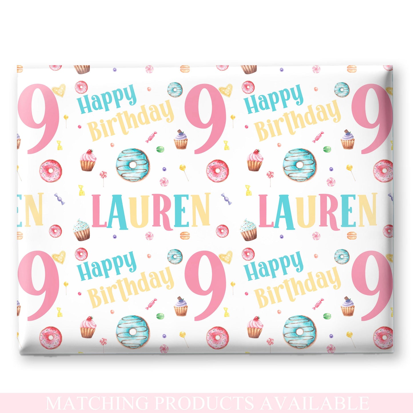 Personalised Gift Wrap | Personalised Birthday Wrapping Paper | Personalised Gift Wrap | Fun Gift Wrap | Donuts Sweet Treats Design
