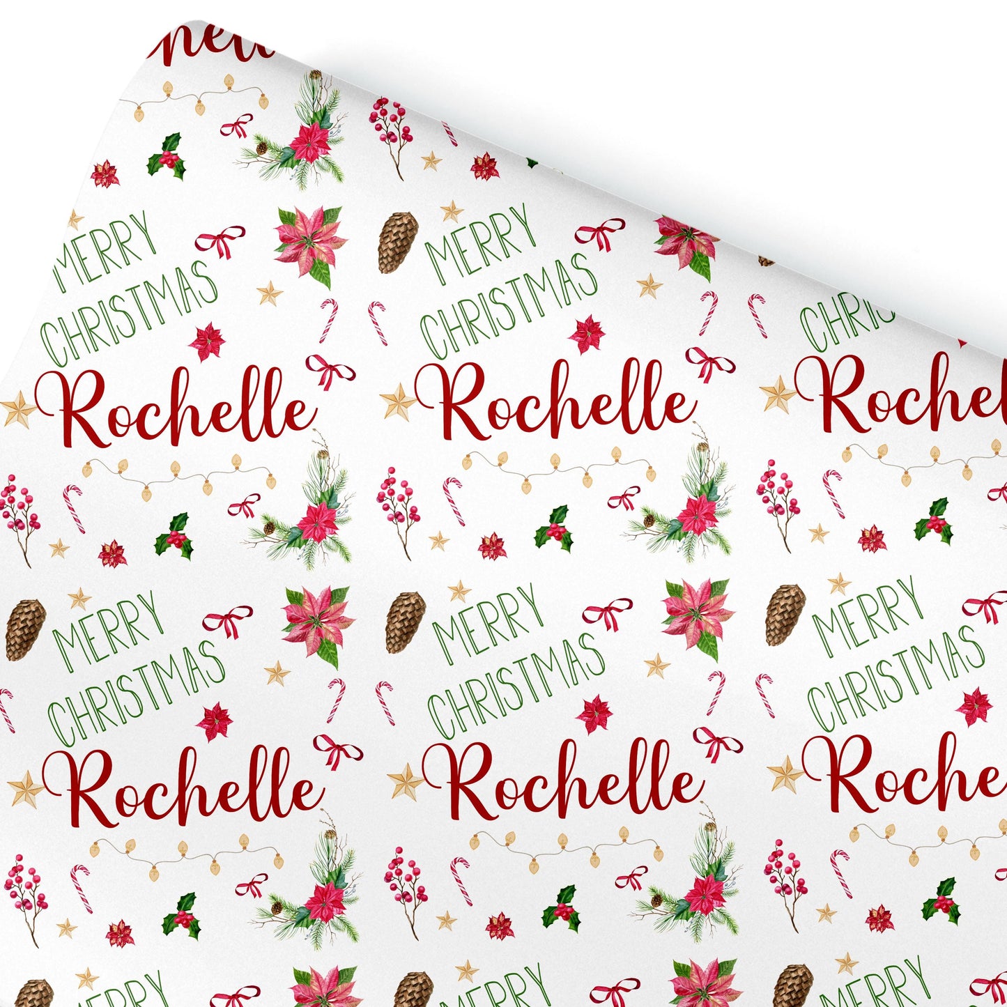 Personalised Gift Wrap | Personalised Christmas Wrapping Paper | Personalised Gift Wrap | Fun Gift Wrap | Poinsetta