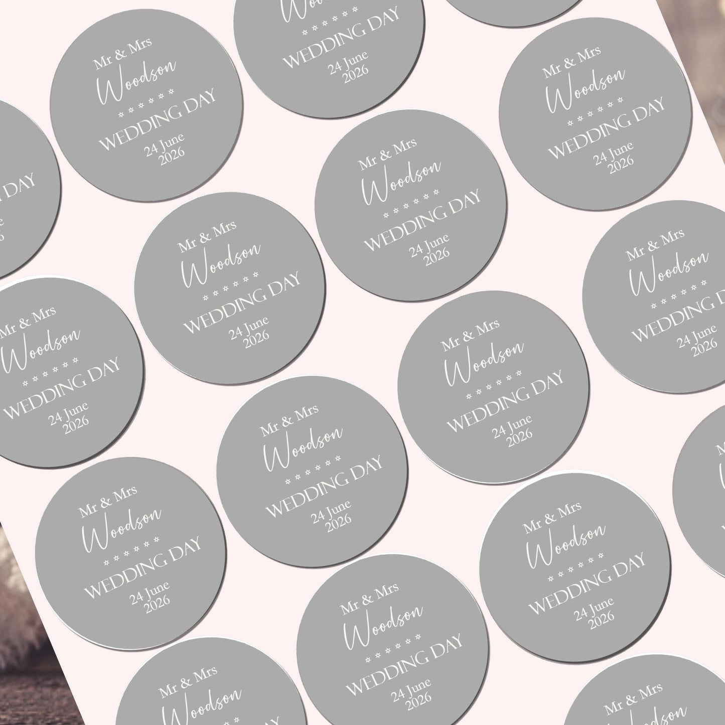 Personalised Wedding Thank You Stickers, Mr & Mrs Party Favours (Watercolour)