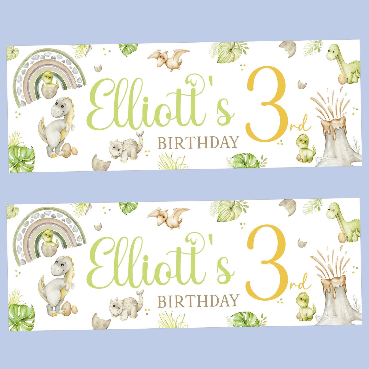 Personalised Happy Birthday Party Banner, Party Decor, Add Name Age, Dinosaurs