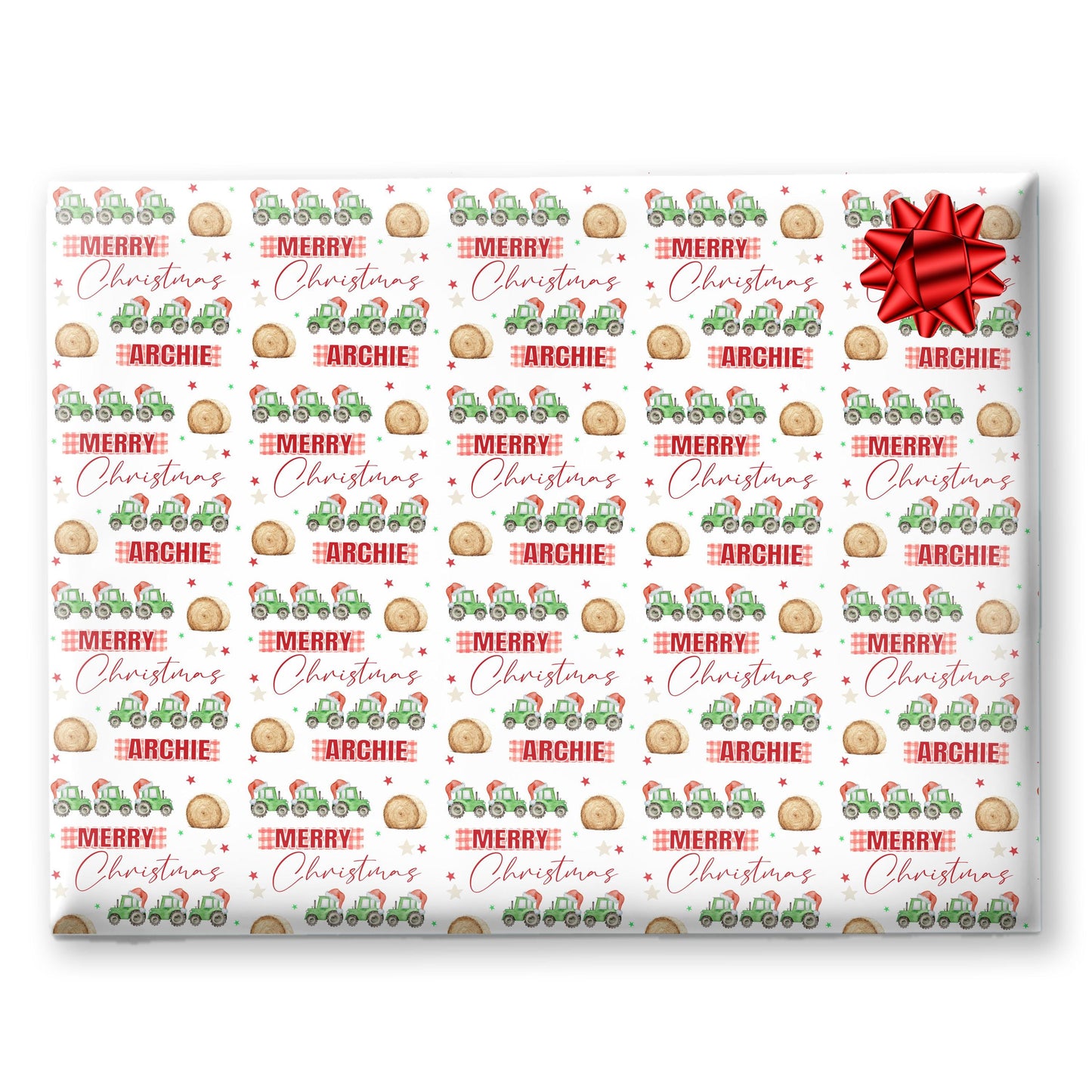 Personalised Christmas Gift Wrap – Children’s Tractor Design Wrapping Paper