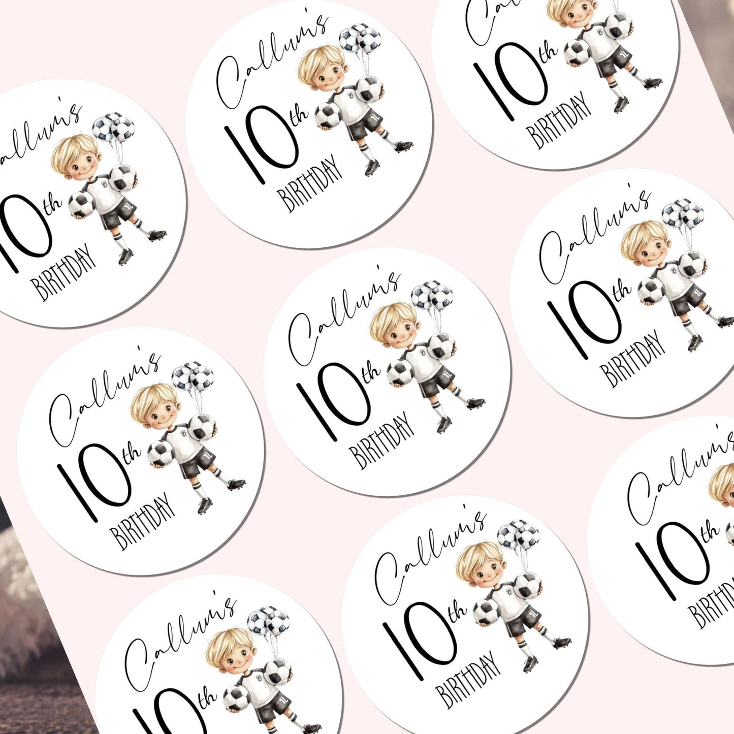 Personalised Football Party Stickers for Favours Party Bags Boys Girls Football