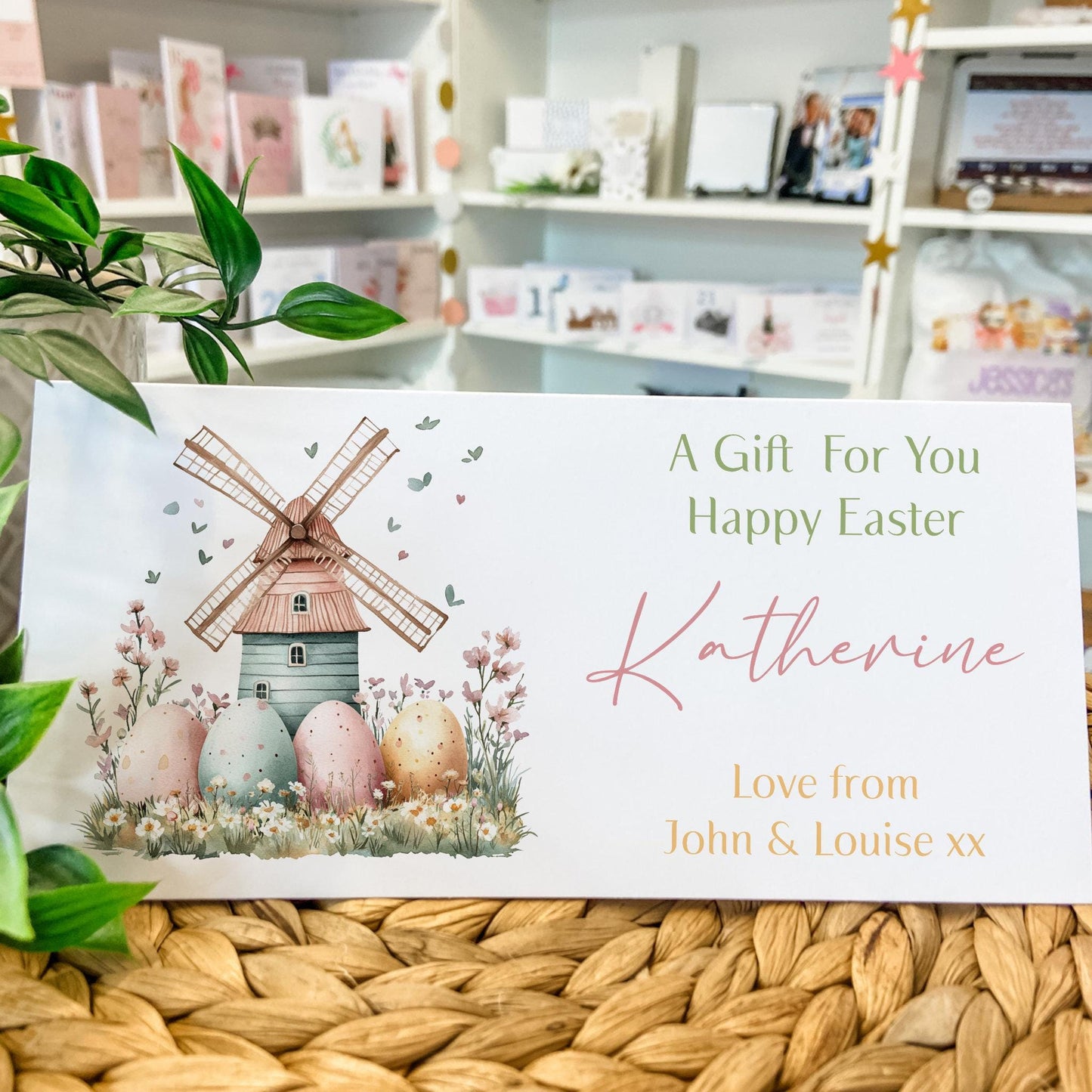 Personalised Easter Card Easter Gift Card Money Gift Wallet for Easter, Easter eggs Easter Scene