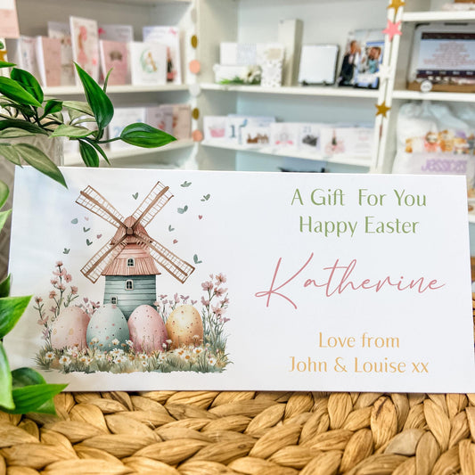 Personalised Easter Card Easter Gift Card Money Gift Wallet for Easter, Easter eggs Easter Scene
