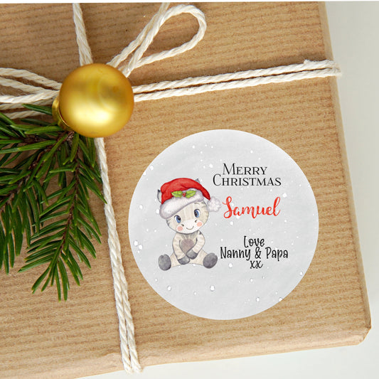Personalised Christmas Stickers for Gift Present Wrapping Labels Tags Zebra