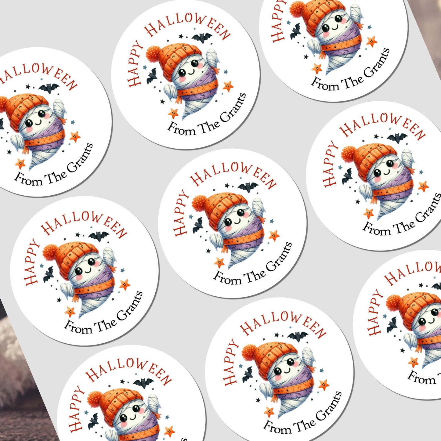 Personalised Halloween Stickers Labels for Sweet Cones Trick or Treat Bags
