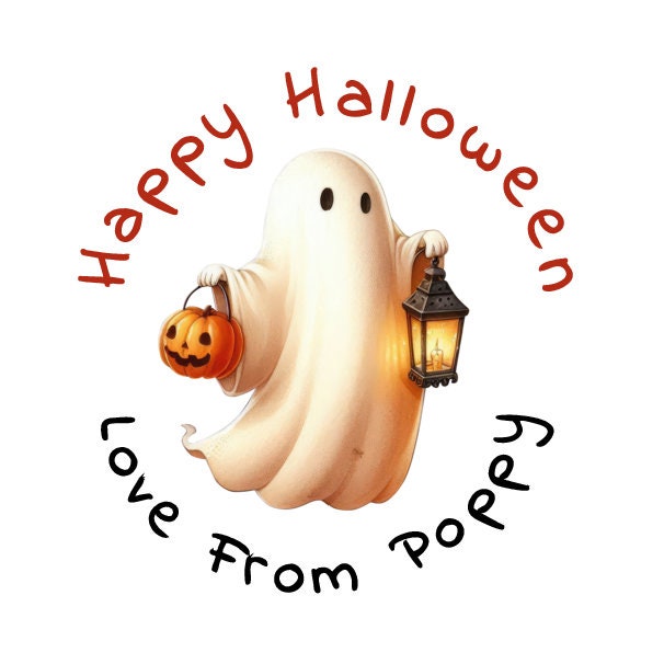 Personalised Halloween Stickers Labels for Sweet Cones Trick or Treat Bags