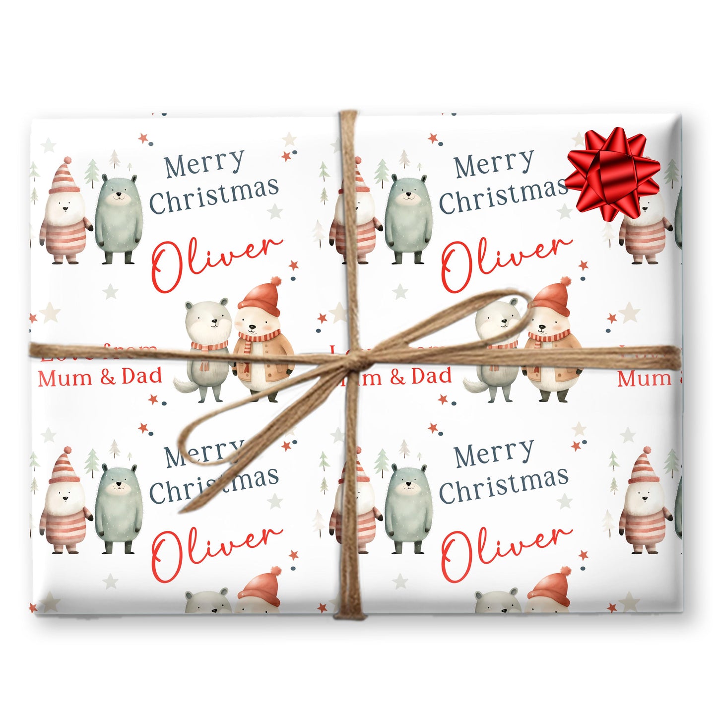 Childrens Gift Wrap Wrapping Paper, Cute Reindeers, Personalised Boys and Girls Paper, Novelty Gift Wrap Roll