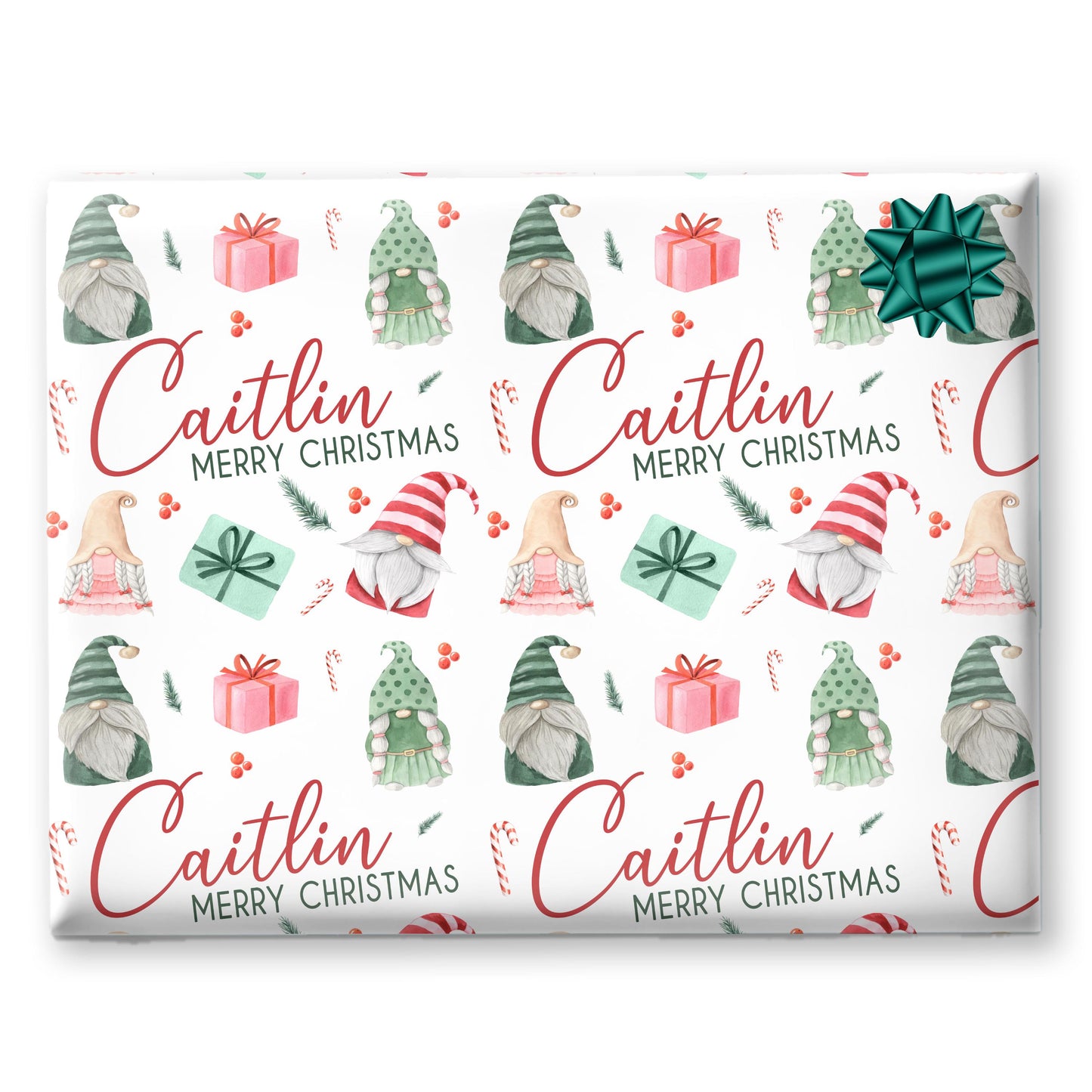 Gonk Christmas Wrapping Paper, Cute Gonks, Personalised Girls Paper, Gift Wrap for Her