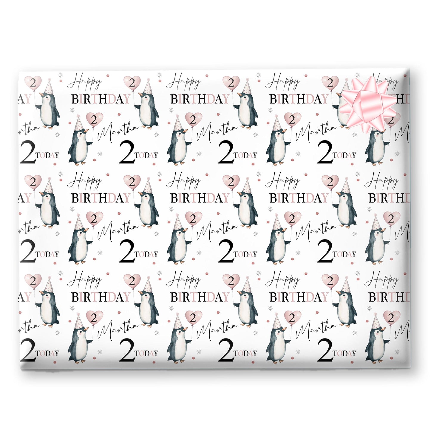 Personalised Wrapping Paper for Adults Children Penguin gift wrap
