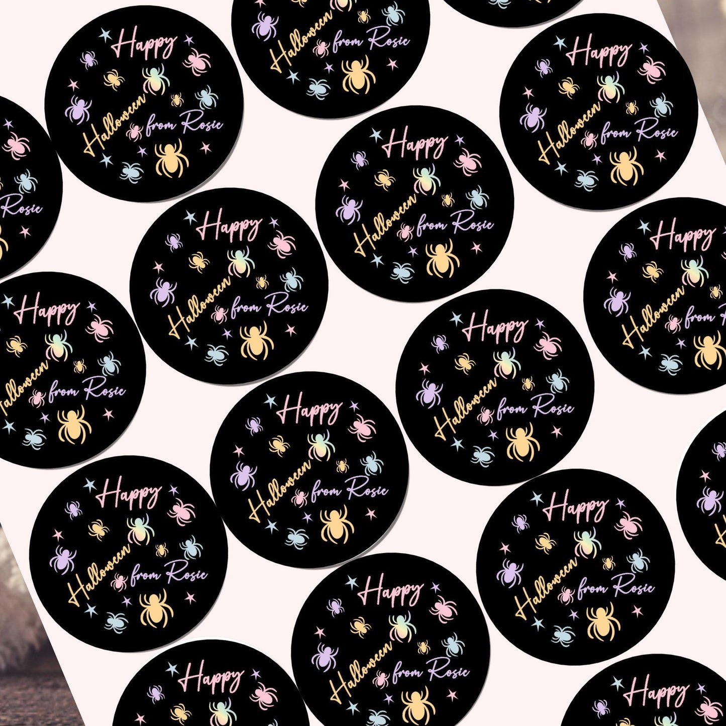 Personalised Halloween Stickers Pastel Labels for Treat Bag Trick or Treat Pastel pumpkin stickers