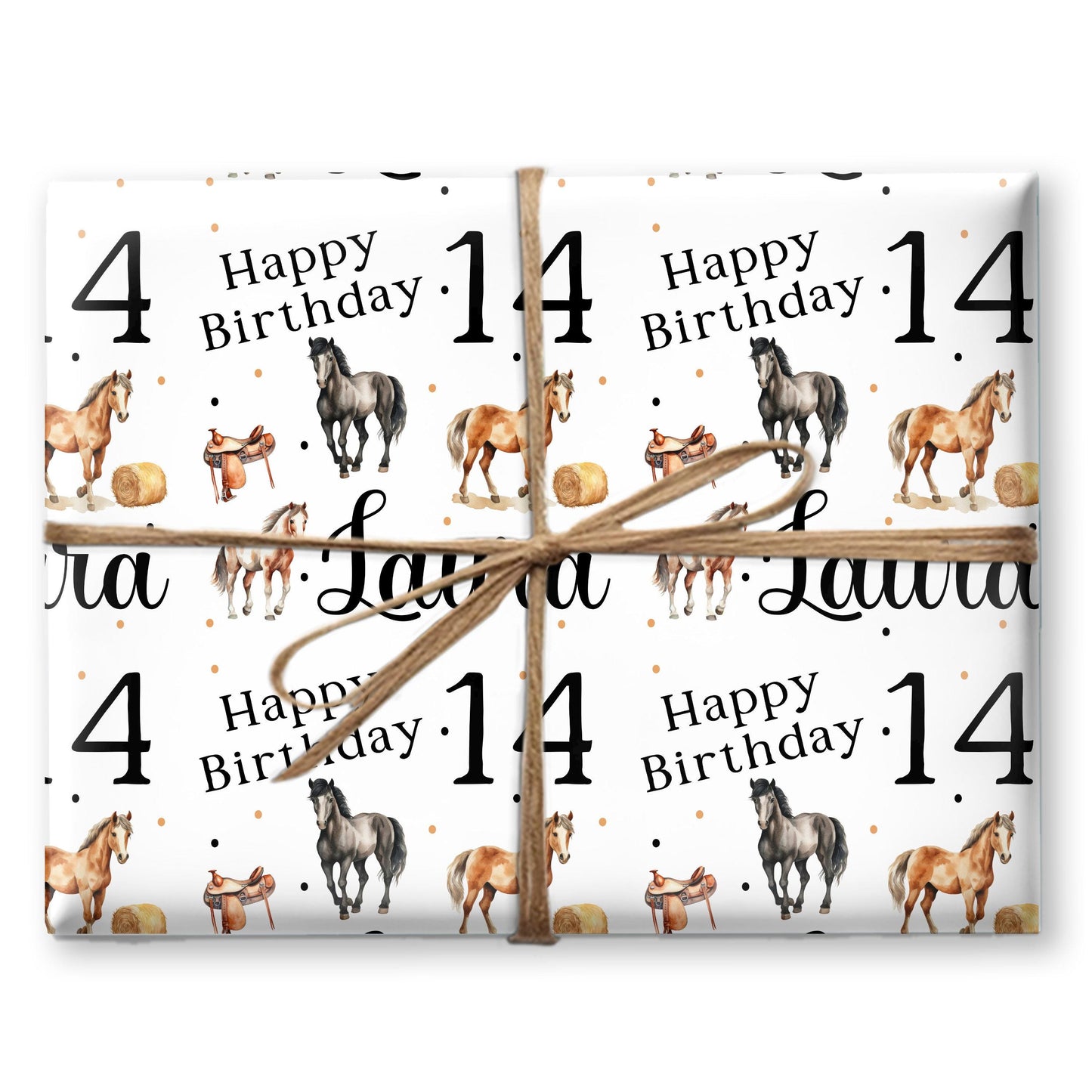 Personalised Kids Horse Lover Gift Wrapping Paper – Custom Name & Cute Equestrian Design for Pony Fans